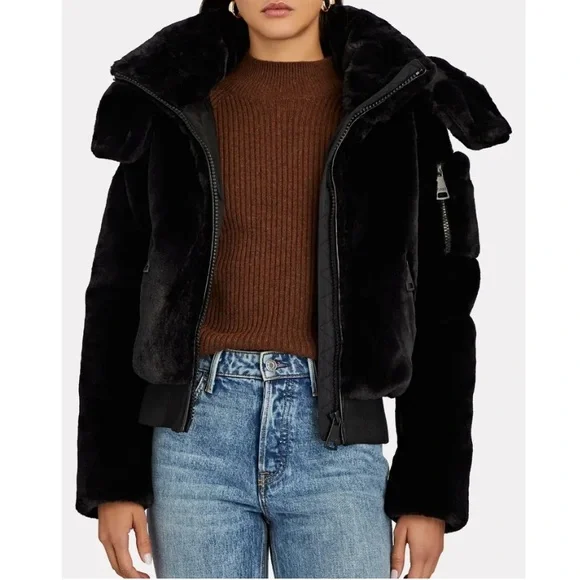SAM. Nala Hooded Black Faux Fur Jacket